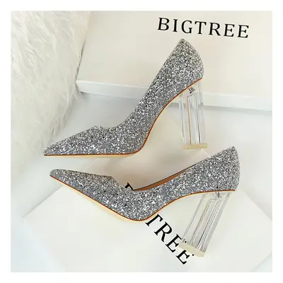 2023 spring, summer, autumn and winter new sequins annual meeting single shoes female crystal br