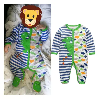 2020 Cartoon Baby Boy roupa de bebes Newborn Jumpsuit Long Sleeve Cotton Pajamas 0-12 Months Rom