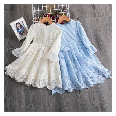 New Korean fashion children's dresses Girls short-sleeved lace spring and autumn princess dress