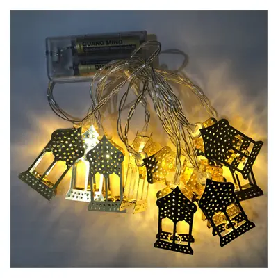 Muslim Eid LED Iron House Castle Light String Palace Ramadan Decorative Pendant (Excluding Dry B