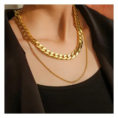 Amazon Hot Selling Stainless Steel NK Thick Chain Necklace Fashion Multilayer Twist Chain Exagge