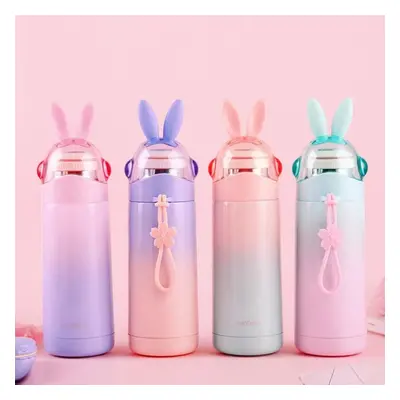 350ML Cute Rabbit Ear Vacuum Cup with Holder Portable Outdoor Water Bottle Vacuum Flasks for Kid