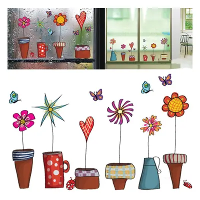 Cute Cartoon Flower Butterfly Wall Stickers DIY Decal Window glass Wall Decor Home Decoration ki