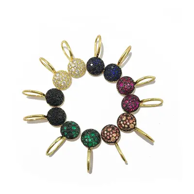 21 overseas hot-selling jewelry spot wholesale, colored stone copper micro-inlaid round mushroom