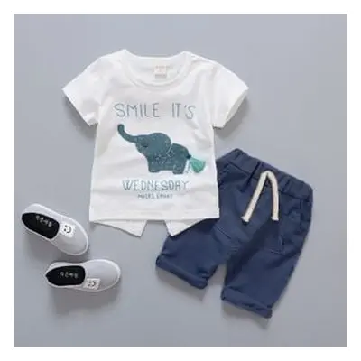 2021 new baby suit 1-4 years old boy casual version little elephant summer short-sleeved shorts 