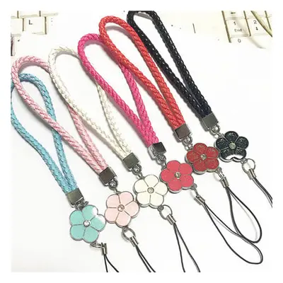 Mobile phone woven lanyard cartoon short mobile phone pendant lucky five-leaf flower lanyard