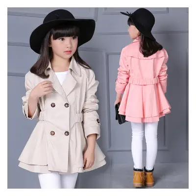 Girls' jacket 2019 new big virgin children 12-15 years old double-breasted trench coat autumn co