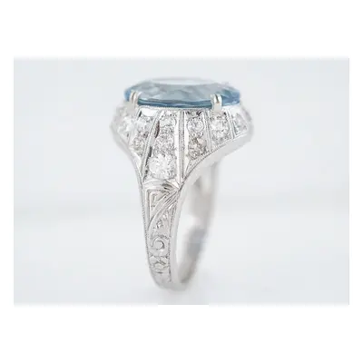 Sanjie Amazon Classic Aquamarine Topaz Ring Ladies Fashion European and American Jewelry Simple 