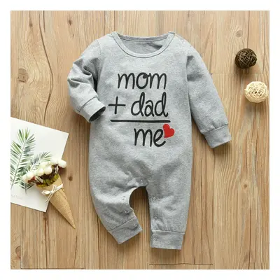 Spring and Autumn Baby Toddler Cute Letter Mom+dad=me Long Sleeve Romper Newborn Clothes