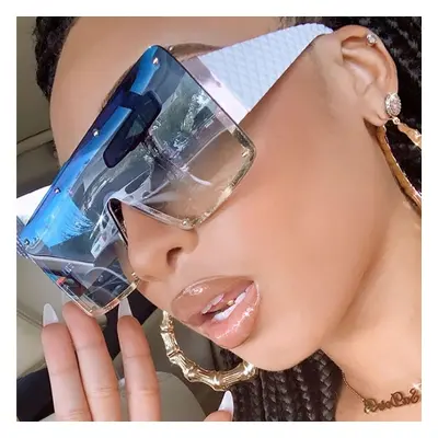 Vintage Luxury Brand Designer Oversized Square Sunglasses Women Men Fashion Metal Big Frame Sun 