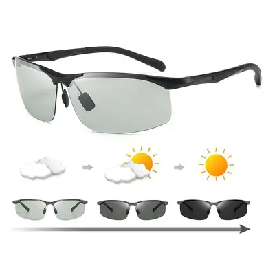 New photochromic polarizer men's outdoor sports aluminum-magnesium sunglasses driving mirror