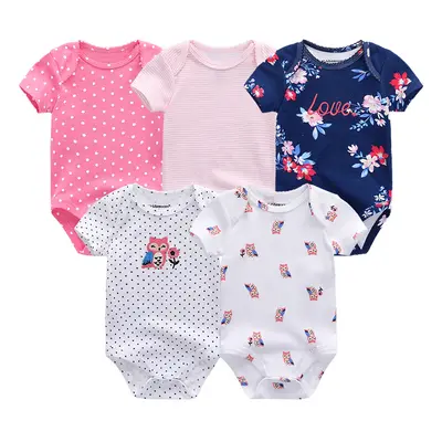 5PCS/LOT Newborn Unisex Baby bodysuit Clothes Girls Cotton Cute Rompers Short Sleeve Boys Jumpsu