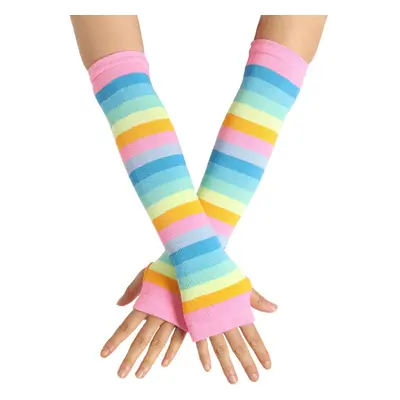 Cotton Female Teenager Adult Graceful Individual Fashion Stripe Hollow out Rainbow Iridescence