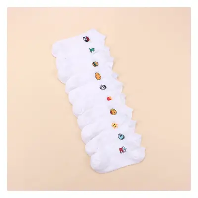 10 pairs of small fresh white cartoon mesh shallow mouth ladies boat socks