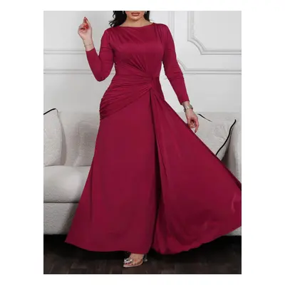 Autumn and winter elasticity and elegant red romantic dress