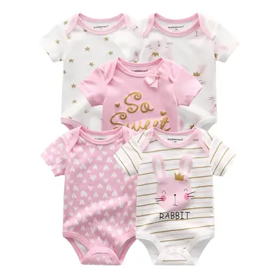 0-12M Toddler Newborn Baby Clothes 5PCS Sweet Princess Kids Girl Set Cartoon Cute Pattern Boys C