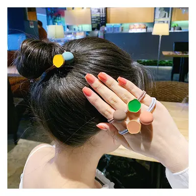 2020 new Morandi color metal dripping hair rope frosted round bead rubber band Korean retro hair