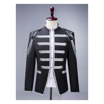 Black Palace Performing Arts Sequin Men's Stage Costume Long Sleeves Overcoat Retro Costumes