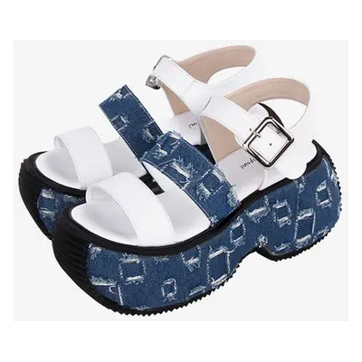 Gothic Lolita Sandals Round Toe Textile White Lolita Summer Shoes