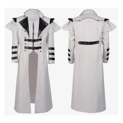 White Medieval palace banquet wear zipper slit long windbreaker stage performance wear