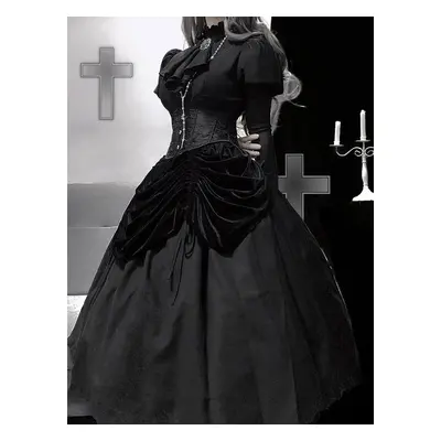 Moonlight Castle Gothic Countess Victoria Dark Palace Style Skirt Ruffles Black Dark OP Suit