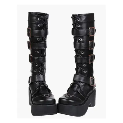 Gothic Black Lolita Boots Platform Shoes Buckles Shoelaces