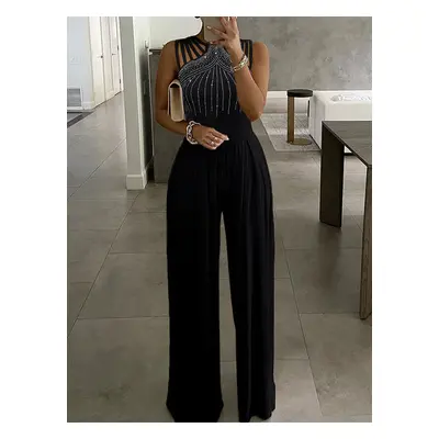 Black Occasion Jumpsuits Jewel Neck Formal Evening Wedding Cheap Party Jumpsuit