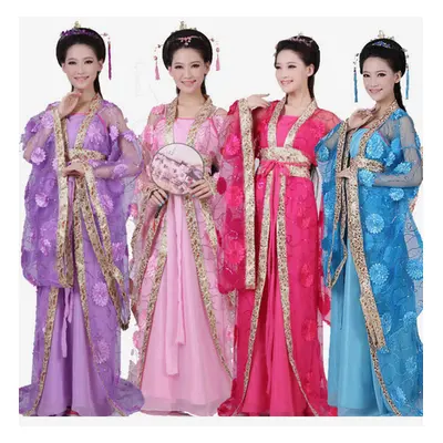 Traditional Chinese Costume Female Tulle Hanfu Dress Ancient Tang Dynasty Clothing Pieces