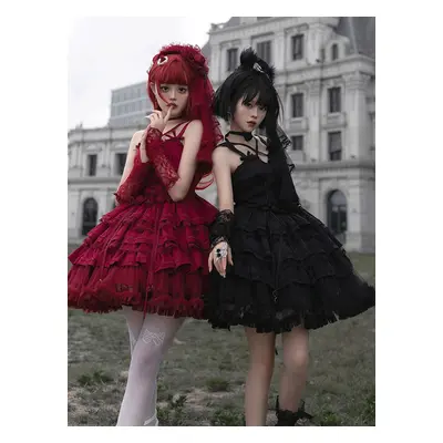 Gothic Lolita Dresses Bows Ruffles Burgundy