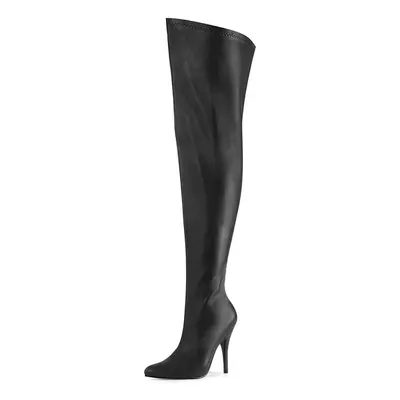 Women Sexy Boots Pointed Toe Zipper Sequins Stiletto Heel Rave Club Black Thigh High Boots