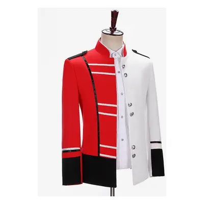 Men's Mixed Color Palace Military Top Elegant Long Sleeves Overcoat Retro Performance Costumes