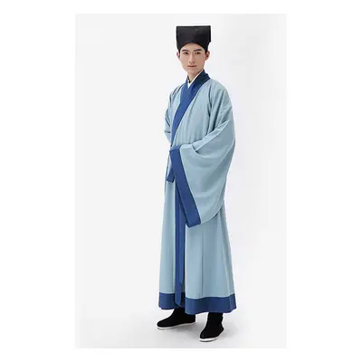 Halloween Chinese Costume; Men's Scholar Gown Outfit; Ancient Traditional Fancy Dress