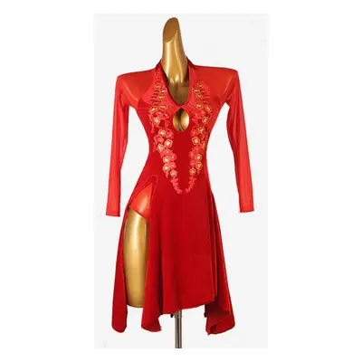 Latin Dance Dresses Red Women's Lycra Spandex Dress Dancing Costume