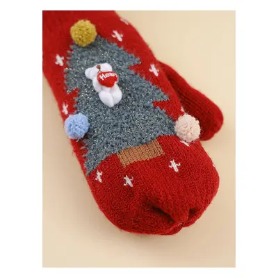 Gloves For Woman Christmas Pattern Holiday Gift Home Wear Winter Warm Cute Acc