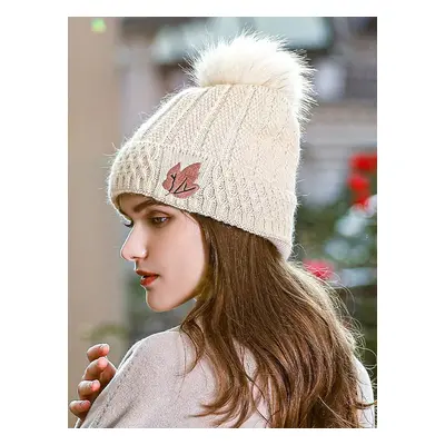 Woman's Hats Fashion Pom Poms Leaf Decor Cute Winter Warm Hats