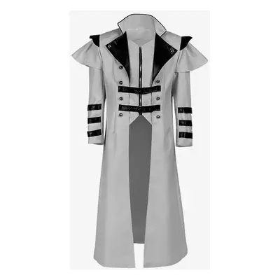 Gray Medieval palace banquet wear zipper slit long windbreaker stage performance wear