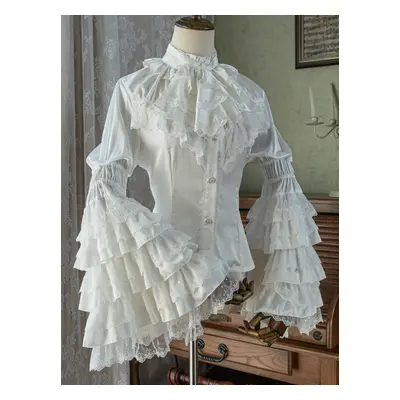 Gothic Lolita Blouses Ruffles Long Sleeves Lolita Top Blouse White Lolita Shirt