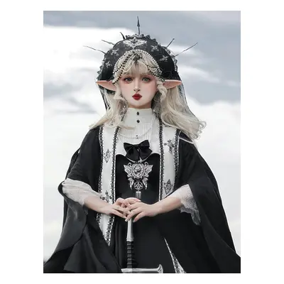 Gothic Lolita Dresses Bows Pearls Cross Black Black