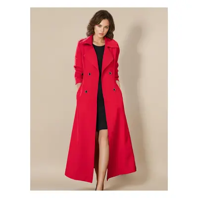 Trench Coat For Woman Good Quality Buttons Turndown Collar Long Sleeves Polyester Front Button