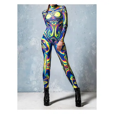 Cosplay Costumes Female Woman Sexy Suit Color Element Blue Muscle Halloween Bodysuit Adults High