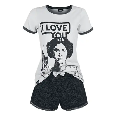 Star Wars Leia Organa - I Love You Pyjama grey black