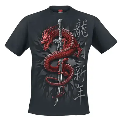 Spiral Oriental dragon T-Shirt black