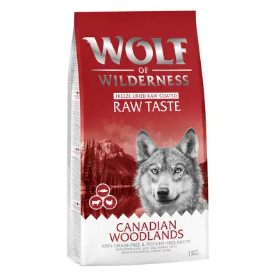 2 x 1kg Wolf of Wilderness Dry Dog Food - Try Now! - Adult "Canadian Woodlands" with Beef, Cod &