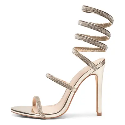 Truffle Collection Open Toe Ankle Wrap Stiletto Heel Sandals women's Court Shoes in Gold