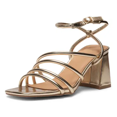 Truffle Collection Open Toe Ankle Strap Chunky Heel Sandals women's Court Shoes in Gold