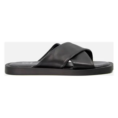 Dune London Licorice Cross Front Leather Sandals