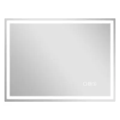 HOMCOM 60 x 80 cm Anti-Fog LED Bathroom Mirror, with Bluetooth and Clock - Silver Tone