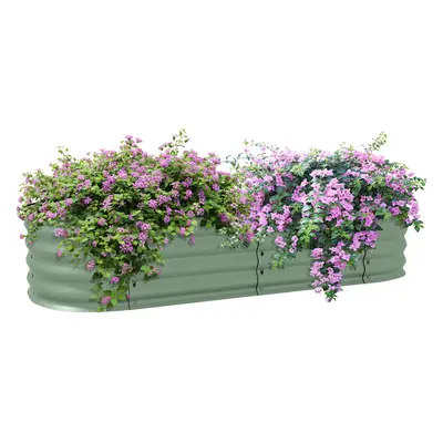 Outsunny Galvanised Raised Garden Bed, Metal Planter Box with Safety Edging, for Flowers, Herbs,