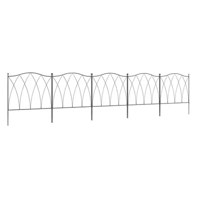 Outsunny Garden Fencing: Rustproof Metal Picket Panels, Landscape Edging & Animal Barrier, Set o