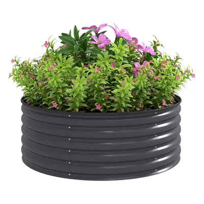 Outsunny Galvanised Raised Garden Bed with Safety Edging, Outdoor Raised Planter Box with Gloves